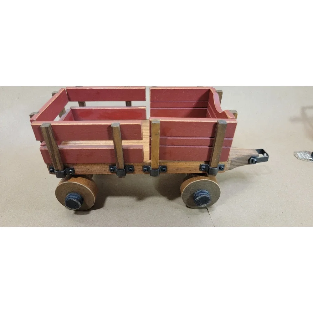 Tender Heart Treasures Wooden Wagon Decor Red Natural Wood 61195 Vintage Style